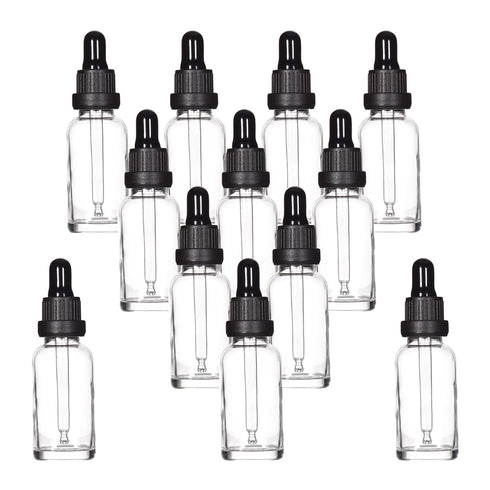 YIZHAO Clear Glass Dropper Bottle 1oz - Tincture Bottles with Glass Dropper for Essential Oils, 12 Pcs