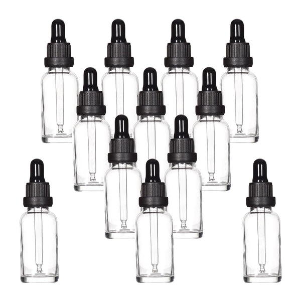 YIZHAO Clear Glass Dropper Bottle 1oz - Tincture Bottles with Glass Dropper for Essential Oils, 12 Pcs