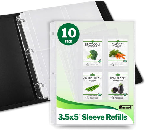 Dunwell Photo Sleeves for 3-Ring Binder, (3.5x5, 10 Pack) for 80 Pictures, Acid-Free Poly Plastic Album Refill Pages