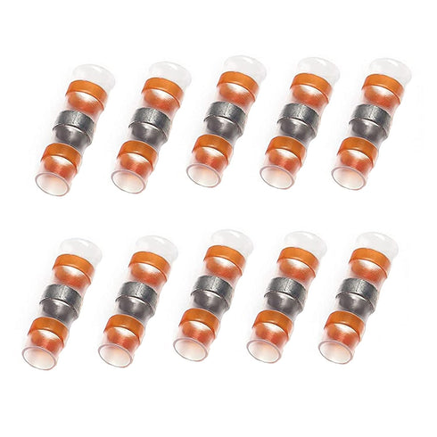 60Pcs AWG 8 Orange Solder Butt Connectors - Heat Shrink, Solder Seal Wire Connectors for Automotive Marine Boat Trailer