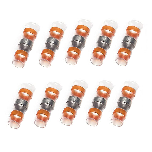 60Pcs AWG 8 Orange Solder Butt Connectors - Heat Shrink, Solder Seal Wire Connectors for Automotive Marine Boat Trailer