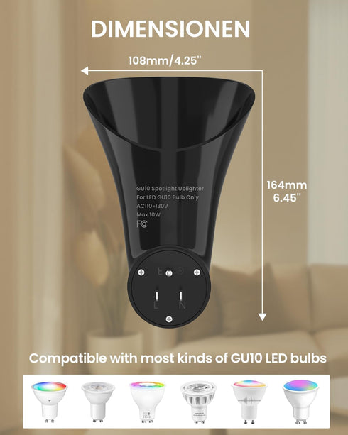 GU10 Gu10 360Rotatable, AC110-130V, 10W Bulbs Wall Spotlight Plug in Sconces Up Lights Indoor, Wall Wash Light Outlet