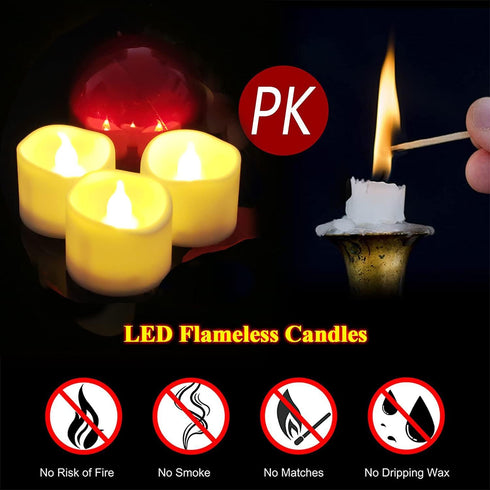 Flickering Flameless LED Tealight Candles with Timer, 12 Pack Battery Votive Candles for Home Decoration, Warm White (6