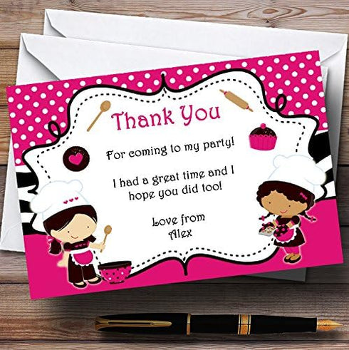 The Card Zoo Pink Baking Cooking Personalized Birthday Party Thank You Cards