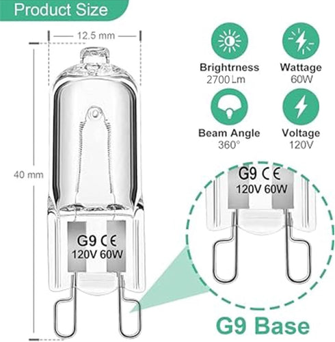 60W G9 Bulbs 2 12 G9 Bulb 60 120V, T4 G9 Bulb Bulb, Dimmable Halogen Light Pin, Pcs Xenon Watt JCD Halogen Bi-Pin Small