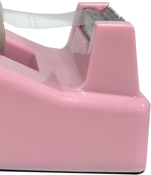 Desktop Tape Dispenser, Heavy Duty Floral Office Tape Dispensers, Weighted Non-Skid Base, Macaron Pink