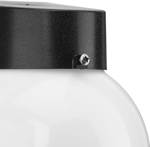 1-Light Progress Lighting Polycarbonate Outdoor White Acrylic Shade Modern Outdoor Wall Light Textured Black