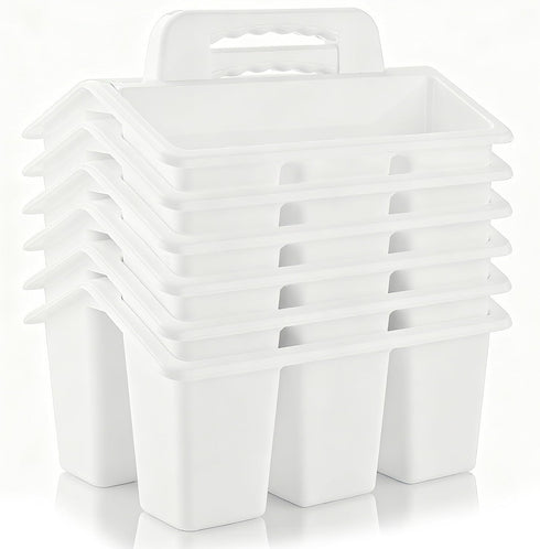ALINK Classroom Caddy Storage Basket with Handle, 6 Pack Plastic Arts Office