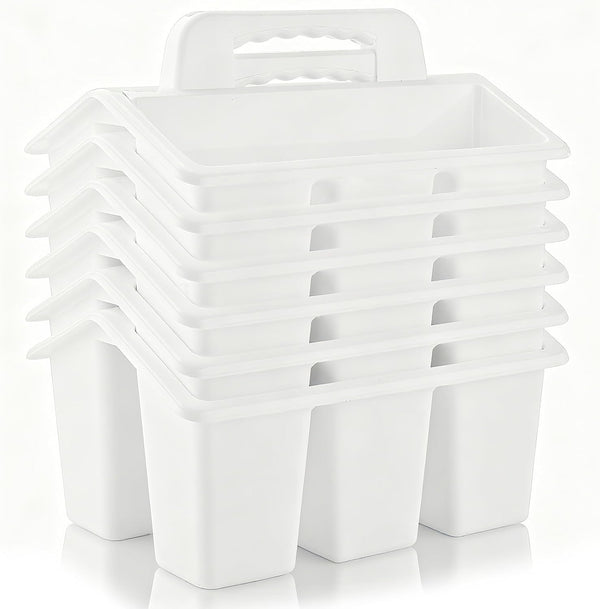 ALINK Classroom Caddy Storage Basket with Handle, 6 Pack Plastic Arts Office