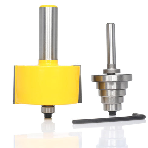 Set 6 1",Slot 3/4", 11/16", 5/8", 9/16", 1/2",3/8" Rabbet Router Bits with Interchangeable Bearings,Cutting Height