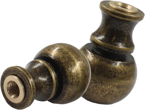 Biaungdo 2 3/8 Inch 1/4-27 Inch Pcs Solid Brass Lamp Finial Cap Knob with Dual-Thread Screw, Lamp Shade Screw Cap Top