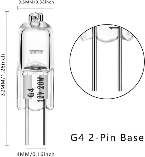 G4 Halogen T3 20 Watt 280lm G4 Bi-Pin Bulb AC/DC12 Volt for Under Cabinet Puck Light, Chandeliers, Track Lighting,20W 12V Warm White 2700K (12 Pack) by AHEVO