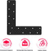 2 Pcs L Shape Flat Bracket, 12"x12" Mending Plate with Black Powder-Coated Right Angle Brackets for Repair