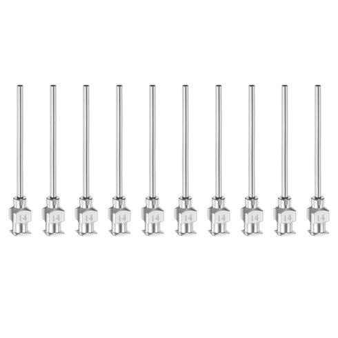 HARFINGTON 10pcs 14Gauge Stainless Steel Dispensing Needles, 1 1/2" Blunt Tips for Thick Liquids, Lab Use