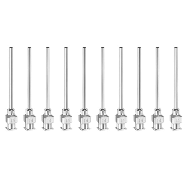 HARFINGTON 10pcs 14Gauge Stainless Steel Dispensing Needles, 1 1/2" Blunt Tips for Thick Liquids, Lab Use