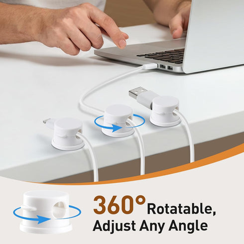 AGPTEK 8 Pack 360 Magnetic Cable Clips, Upgraded Rotatable Cord Holder Clips for Nightstand, Desk Cord Organizer
