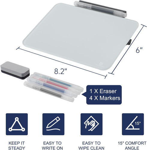 Small Desktop Glass Dry-Erase Whiteboard, 8 X 6 Inches - Tabletop Easel Whiteboard with Stand for Artist & Teacher