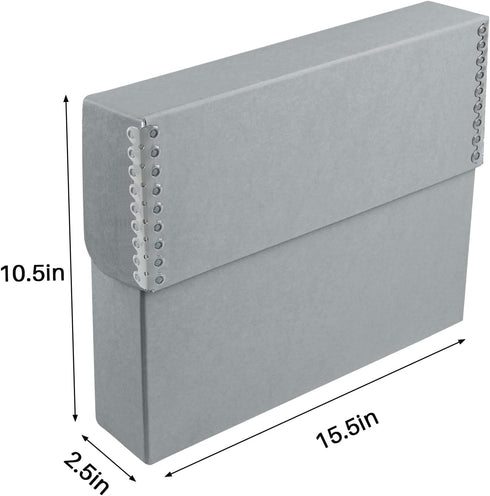 Lineco Archival Document Storage Box with Metal Edge, Acid-Free Gray Boxboard, Organize and Store Files, Prints,