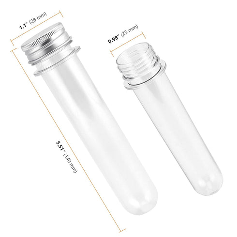 SEUNMUK 60 PCS 40ml Clear Plastic Test Tubes with Caps, 140 x 25 mm Tubes for Plants, Scientific Experiments, Candy