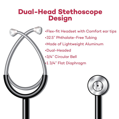 Dealmed General Exam Stethoscope, Professional Economy Dual-Head Medical Stethoscope with 32” Tubing
