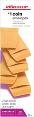 Office Depot Coin Envelopes, 1, 2 1/4in. x 3 1/2in., Brown, Pack Of 500