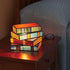 Generic Stained Glass Stacked Books Lamp Night Light,Vintage Nightstand Desk Book Lamps for