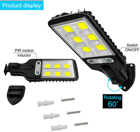 IP65 (B-72COB) Solar Street Lights Outdoor Waterproof, Solar Powered Street Lights Dusk to Dawn with Motion Sensor, LED
