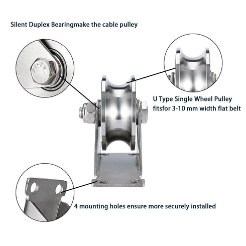 Heavy Duty Large 68 mm Pulley Wheel, Duplex Bearings Inside, Wall Mounted Industrial Rope Pulley for Lifting, 1 Pack
