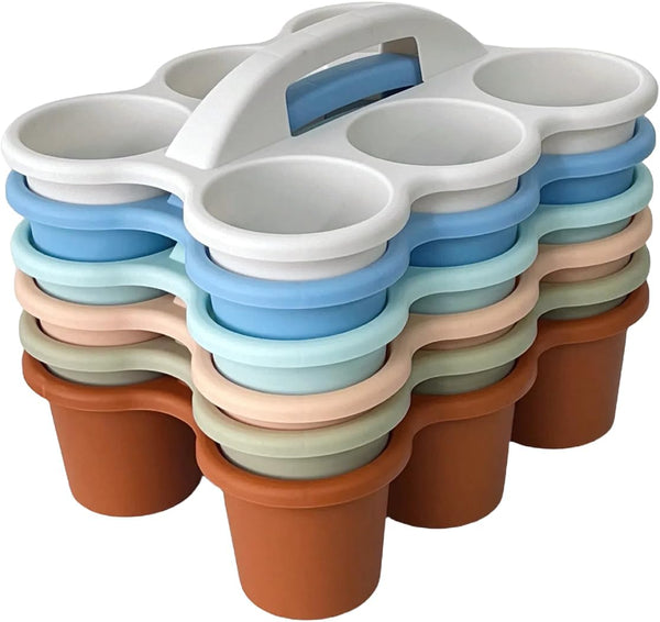 RAUVOLFIA 6 Pack Classroom Caddy Storage Basket with Handle, Plastic Drink Cup Caddy
