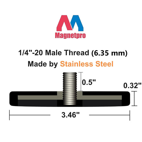 2 120 LB 1/4"-20 Magnetpro Pieces Strong Rubber Coated Mounting Magnets Anti-Scratch & Anti Corrosion, Over Adhesive