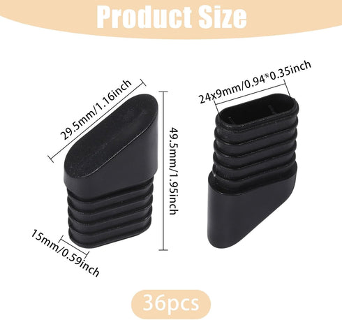 36 CHGCRAFT Pcs Folding Chair Leg Caps Plastic Chair Replacement Foot Caps Furniture Legs Floor Protectors Black