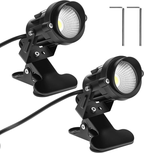 QWORK 10W Clamp Spot Light Set 2 Pack Adjustable Cool White Focused