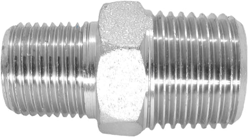 1 Piece 1/2" x 3/8" Male NPT Hex Nipple: Plated Steel Hydraulic Fitting Adapter