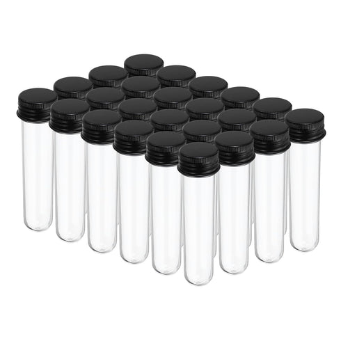 PATIKIL 30ml Plastic Test Tubes, 24Pcs with Screw Caps, 109x24mm for Lab Use, Party Decoration, Black