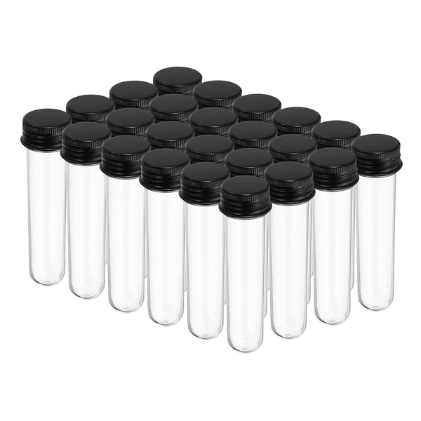 PATIKIL 30ml Plastic Test Tubes, 24Pcs with Screw Caps, 109x24mm for Lab Use, Party Decoration, Black