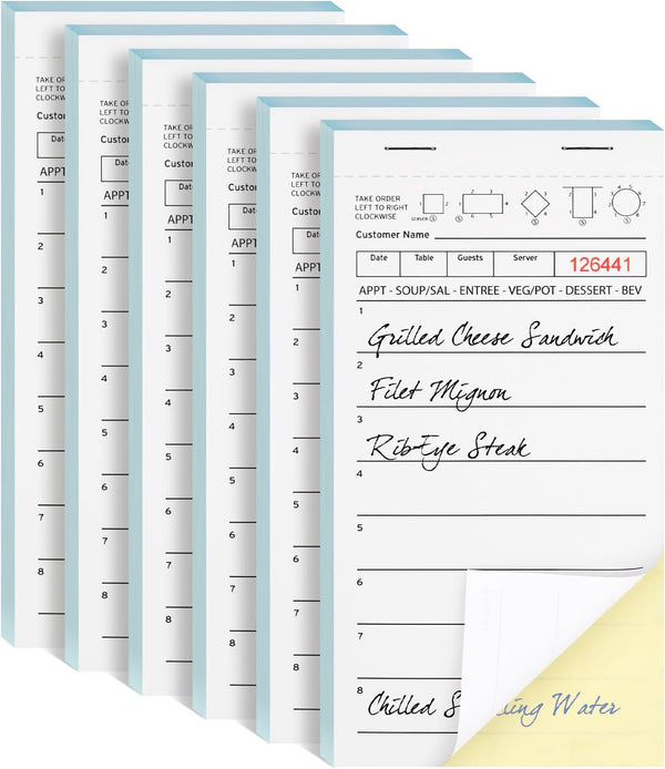 DGBDPACK 6 Guest Checks for Servers, Server Note Pads, Waiter Checkbook, Waitress