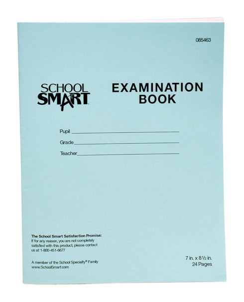 School Smart Examination Blue Book - 24 Pages, 7 x 8-1/2 Inches, Pack of 50 Books
