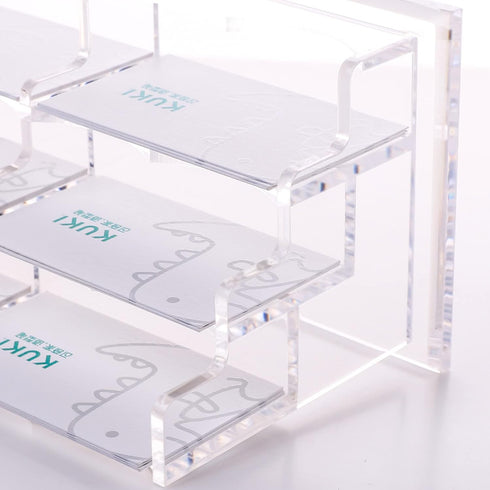 Clear Acrylic Business Card Holder Display for Desk - 3 Tier 6 Slot Stand, Holds 300 Cards - 1 Pack