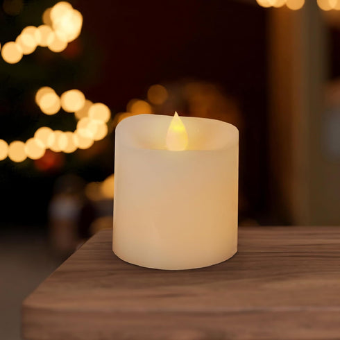 3x3 Flickering Flameless Candles, Set of 1, 3 Inch Real Wax LED 600 Hours Battery Candles with Timer Remote for