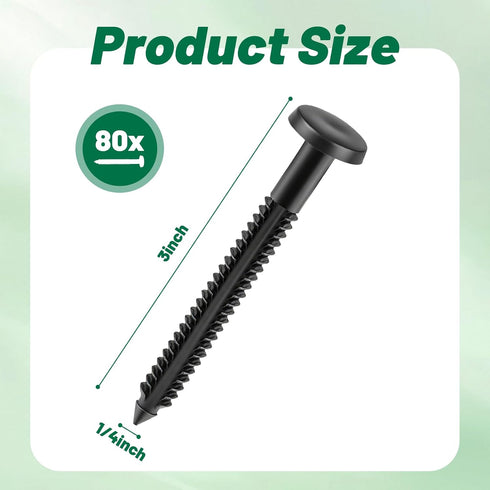 XwaYexa 80-Pack 3 Inch Vinyl Shutter Fasteners, Black Window Shutter Pegs, Peg Lok Pin, Screws & Shutter Spikes Anchors