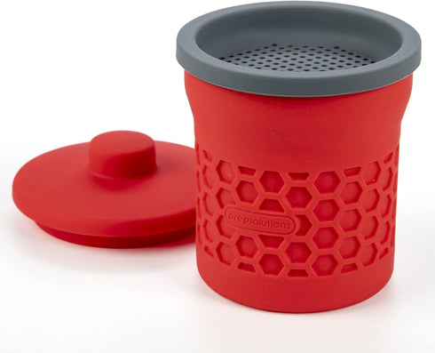 2 Prep Solutions Heat-Resistant Silicone Grease Strainer & Keeper - Cup Capacity, Red