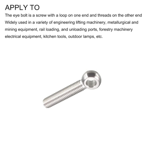Shoulder Swing Lifting Bolt (M10x50mm) 2Pcs, 304 Stainless Steel Eye Bolts for Home Renovation.