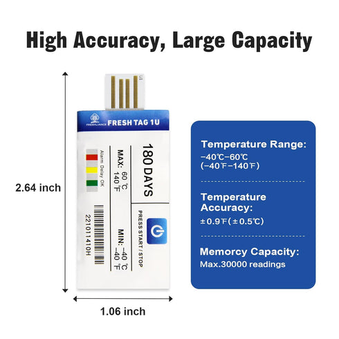 USB Temperature Data Logger, Single Use Temperature Recorder -40?~140? with PDF CSV Report, 30000 Readings, 1pack