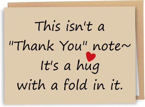 PUGAILA Funny Thank You Note Card for Him Her, Special Thank You Hug