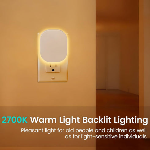 Hiwrolat Dimmable (2 Pack) Plug-in Motion Sensor Night Light, Eye-Caring Warm White Nightlight for Baby & Kids'