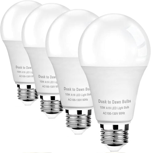 SETEN 4-Pack 10W Dusk to Dawn LED Light Bulbs, Equivalent 75W, 4000K Cool