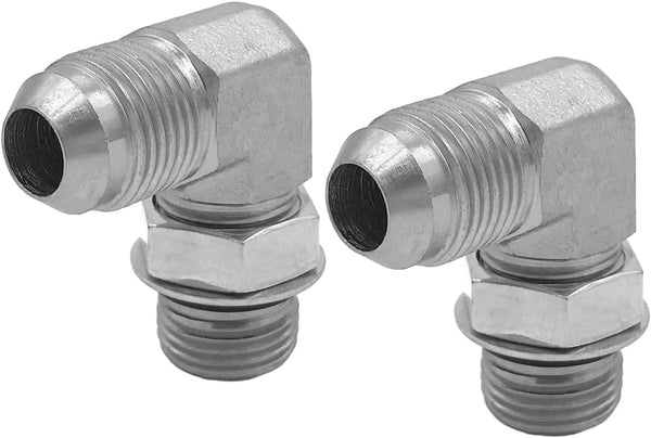 (2-PACK) 6801-04-04-NWO Hydraulic Hose Adapter Fitting 1/4" Male JIC 37° Flare × 1/4" Male Adjustable Nut O-Ring Boss