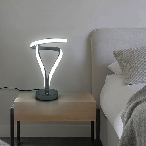 11.8inch-Unique 7 10W OUKANING LED Spiral Table Lamp, RGB Bedside Lamp, Colors Touch Changing Color Nightstand Lamp