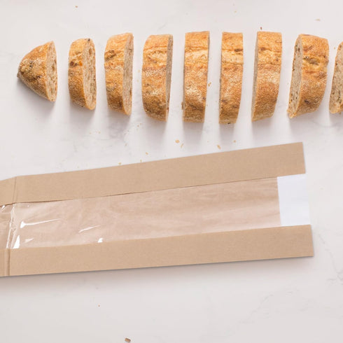 ARTSEWPLY 25pcs Kraft Paper Bread Bags with Window, Food-grade Kraft Paper, Natural Brown, Long Bread Storage