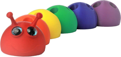 Test Tube Rack, Fun Caterpillar Design, Holds 15 Tubes, 16mm Tube Size (Rainbow)